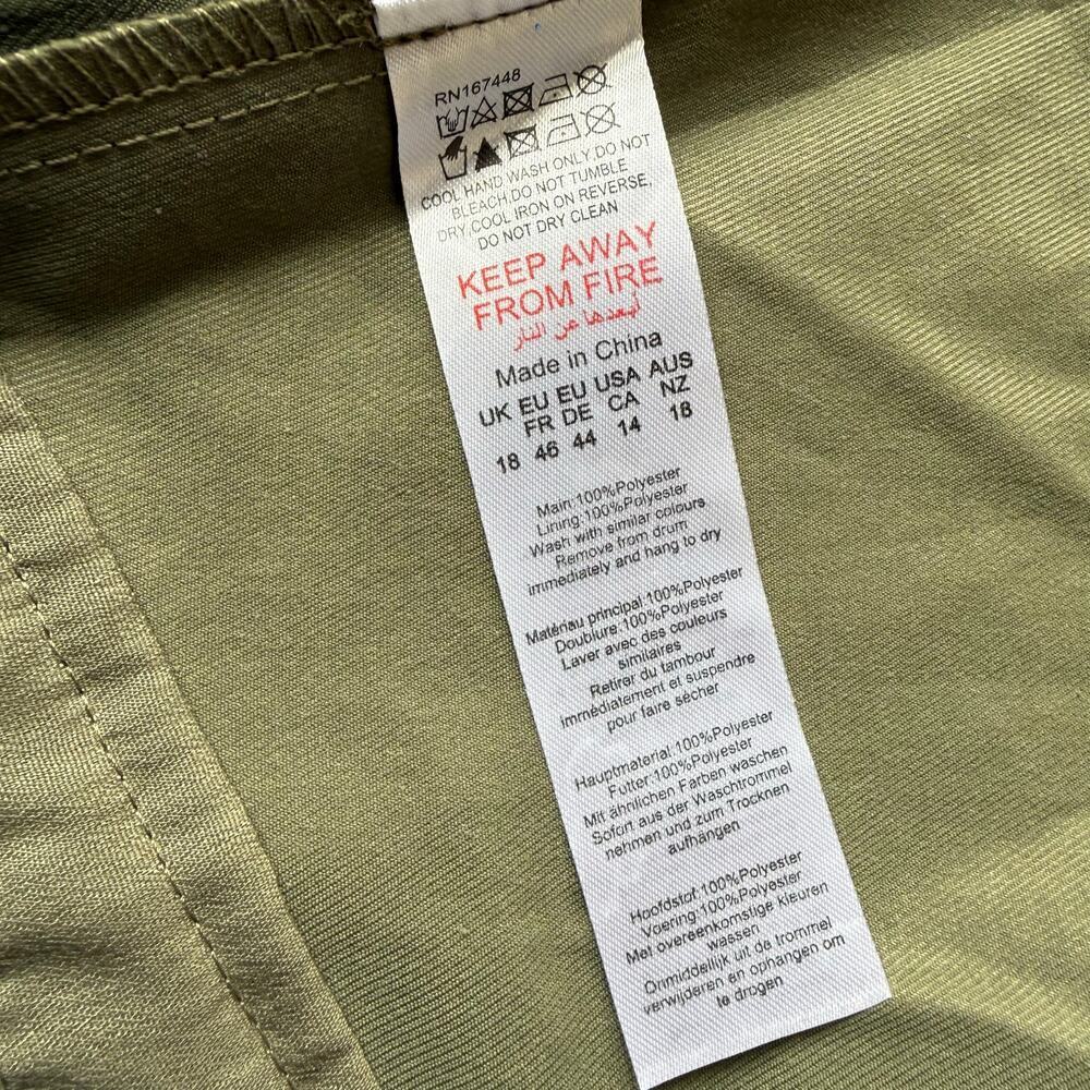 PLT Olive Green Structured Dip Hem Cargo Crop Corset Bustier Sz 14 Y2K Utility - Picture 13 of 14